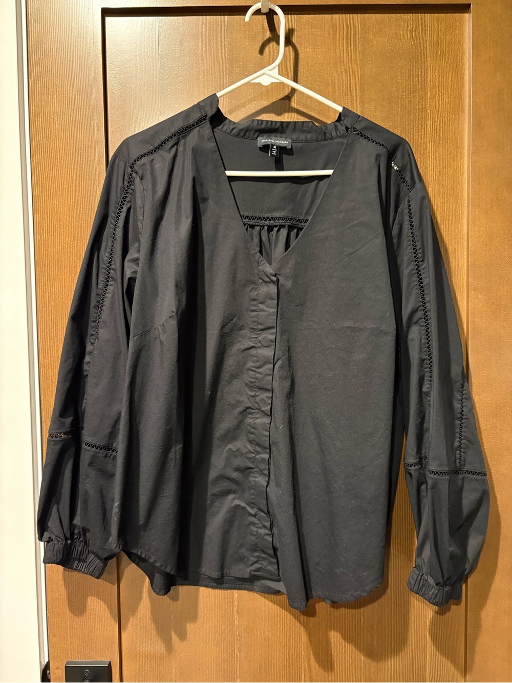 Universal Standard Black Embroidered Blouse Size M